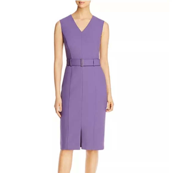 Hugo Boss Purple Sleeveless V-Neck Sheath Dress - Picture 2 of 8